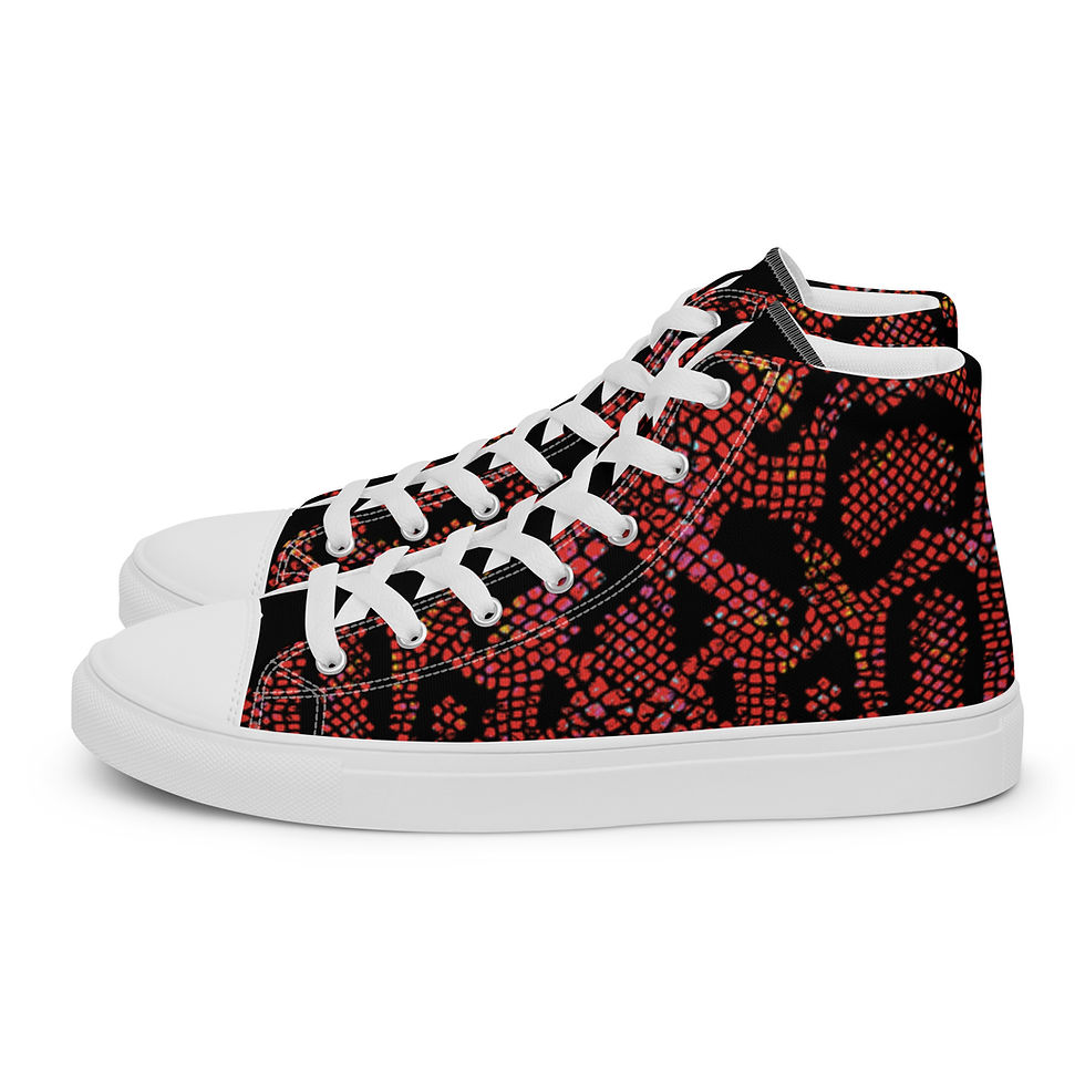 Thumbnail: "Crimson Python" Juniors/Men's High-Top Canvas Sneakers