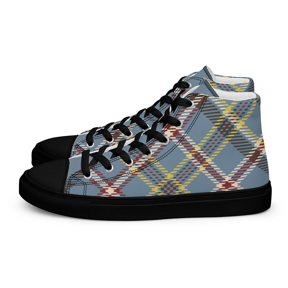 Miniatura: "Plaid Parade" Juniors/Men's High-Top Canvas Sneakers
