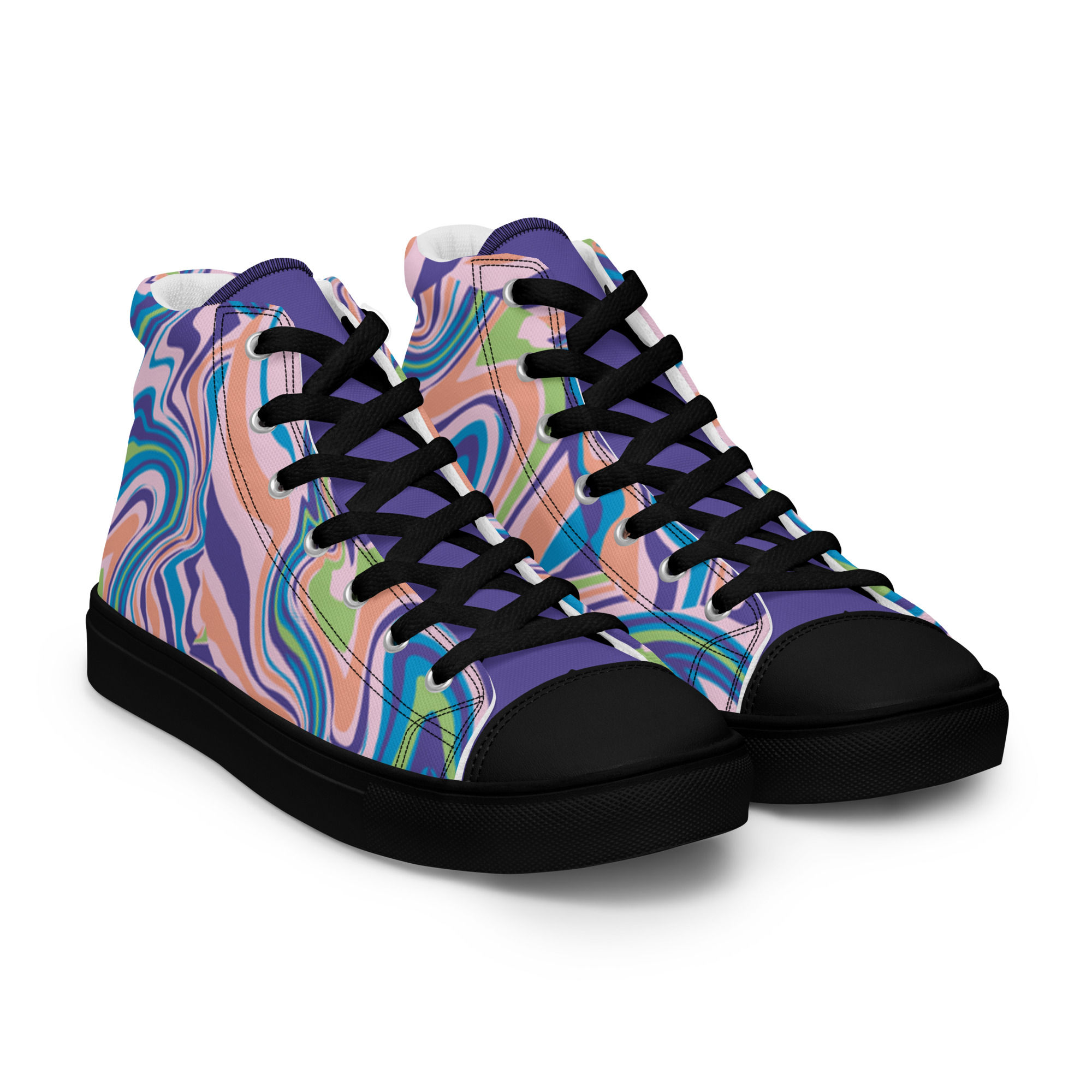 "Pastel Swirl" Juniors/Men's High-Top Canvas Sneakers