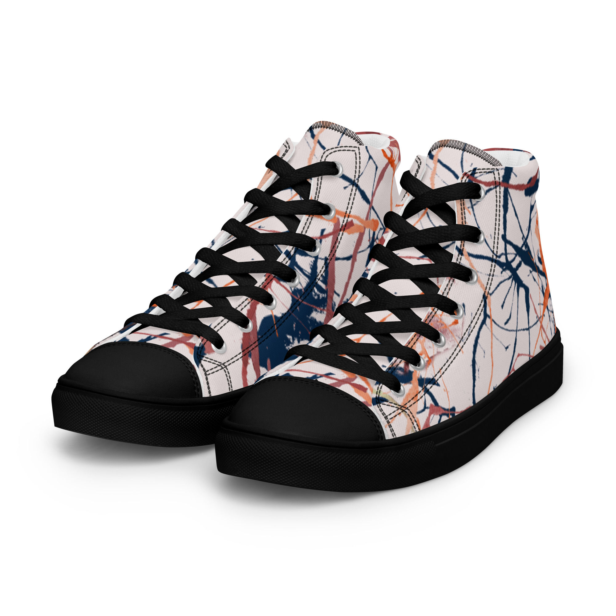 JEYMPIRE "Chromatic Splash" On Black Men's High-Top Sneakers front left view