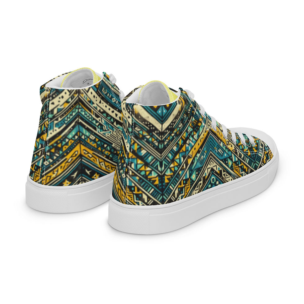 Thumbnail: "Tribal Teal Pulse" Juniors/Men's High-Top Canvas Sneakers