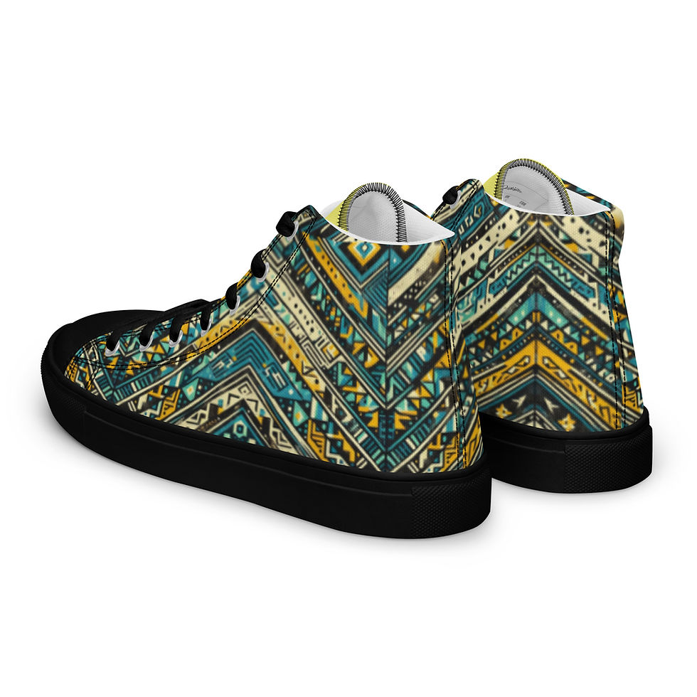 Thumbnail: "Tribal Teal Pulse" Juniors/Men's High-Top Canvas Sneakers