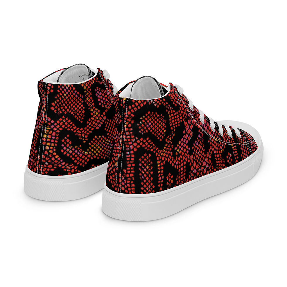 Thumbnail: "Crimson Python" Juniors/Men's High-Top Canvas Sneakers