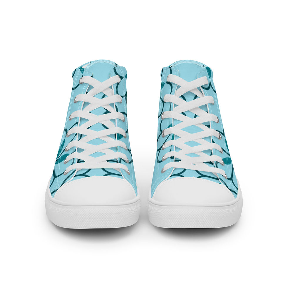 Miniatura: "Blue Bloom" Juniors/Men's High-Top Canvas Sneakers