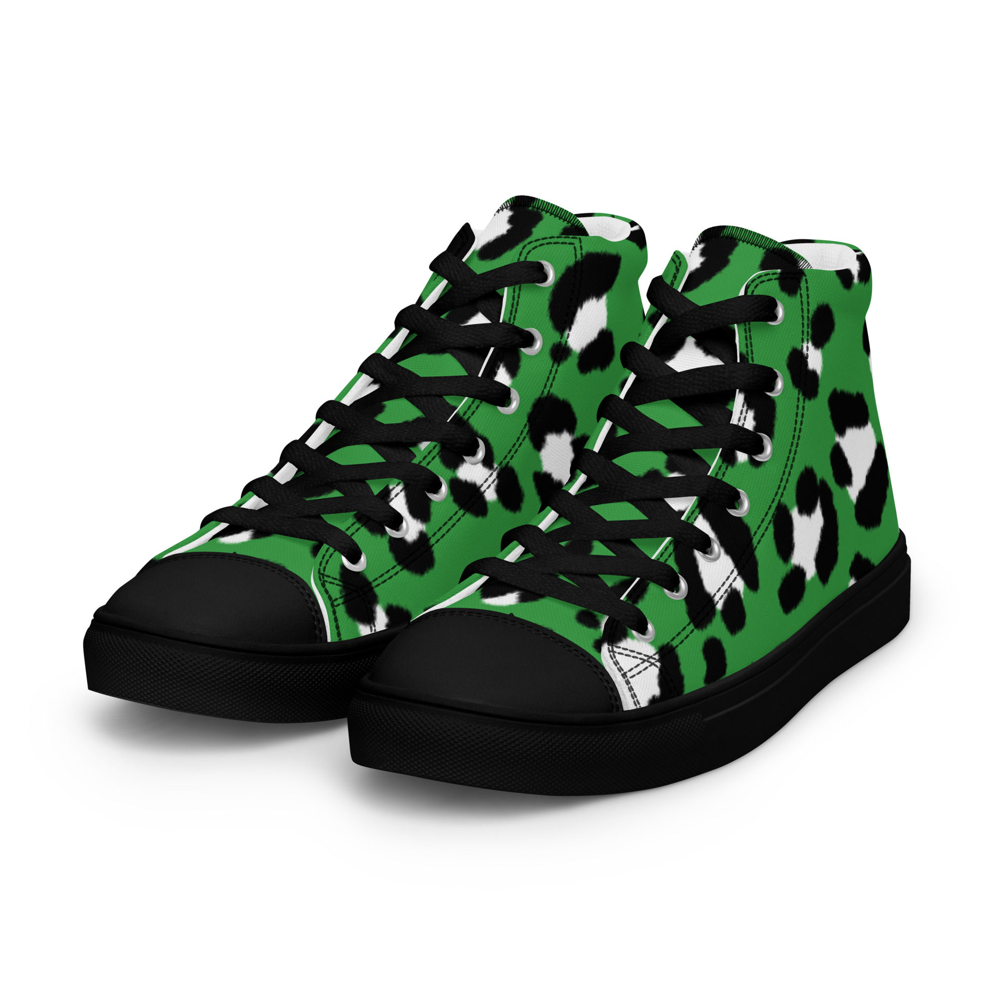 "Green Leopard" Juniors/Men's High Tops Canvas Shoes