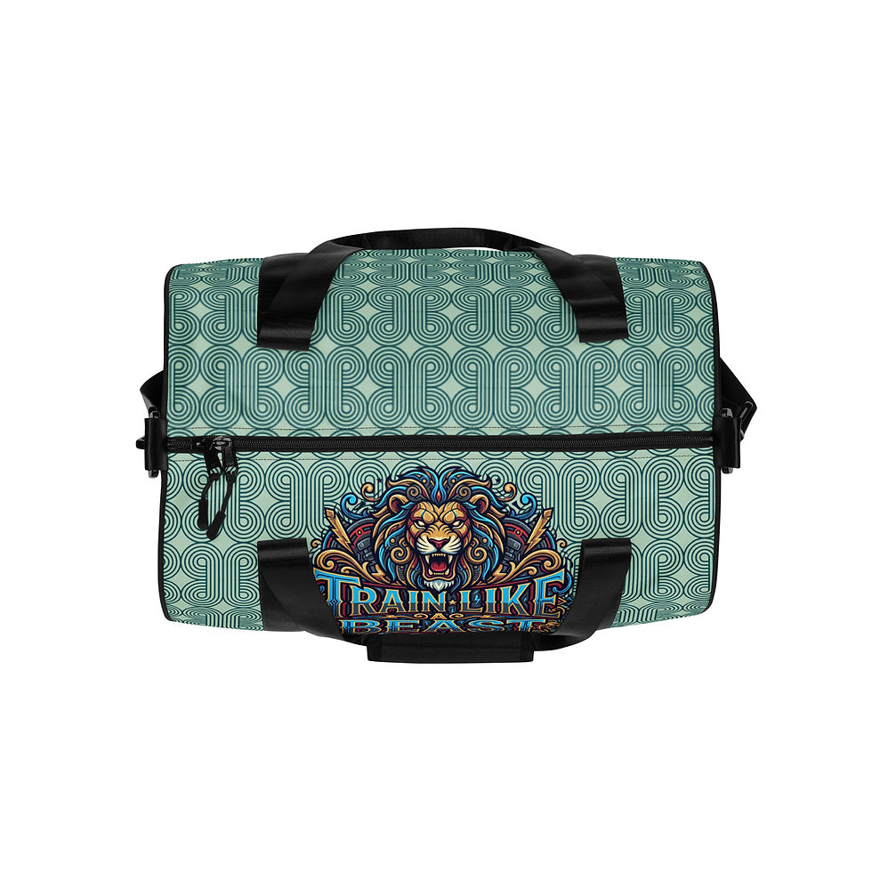 Miniatura: "Train Like A Beast" Geo Teal Gym Bag