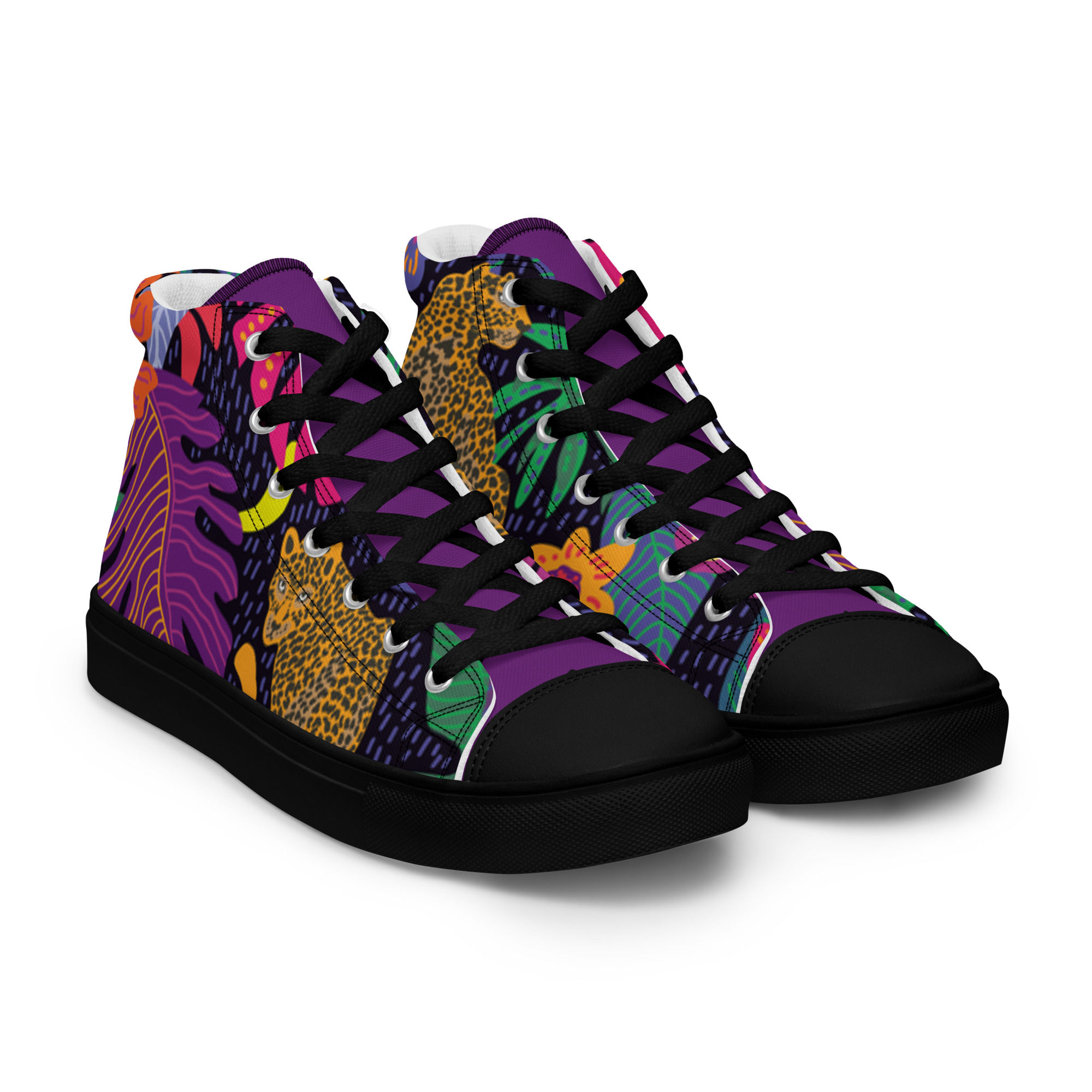 "Jungle Bloom" Juniors/Men's High-Top Canvas Shoes