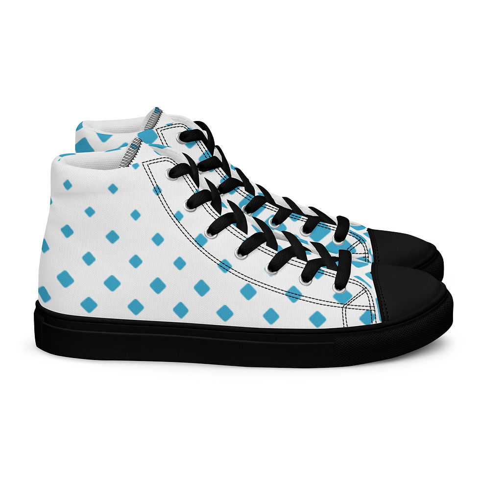Thumbnail: "Blue Geometry Clash" Juniors/Men's High-Top Canvas Sneakers