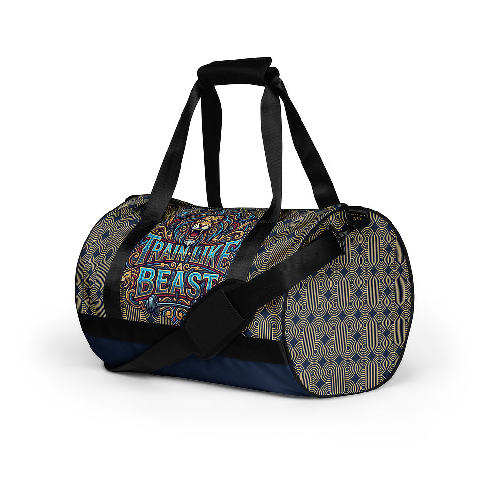 Miniatura: "Train Like A Beast" Geo Teal Gym Bag