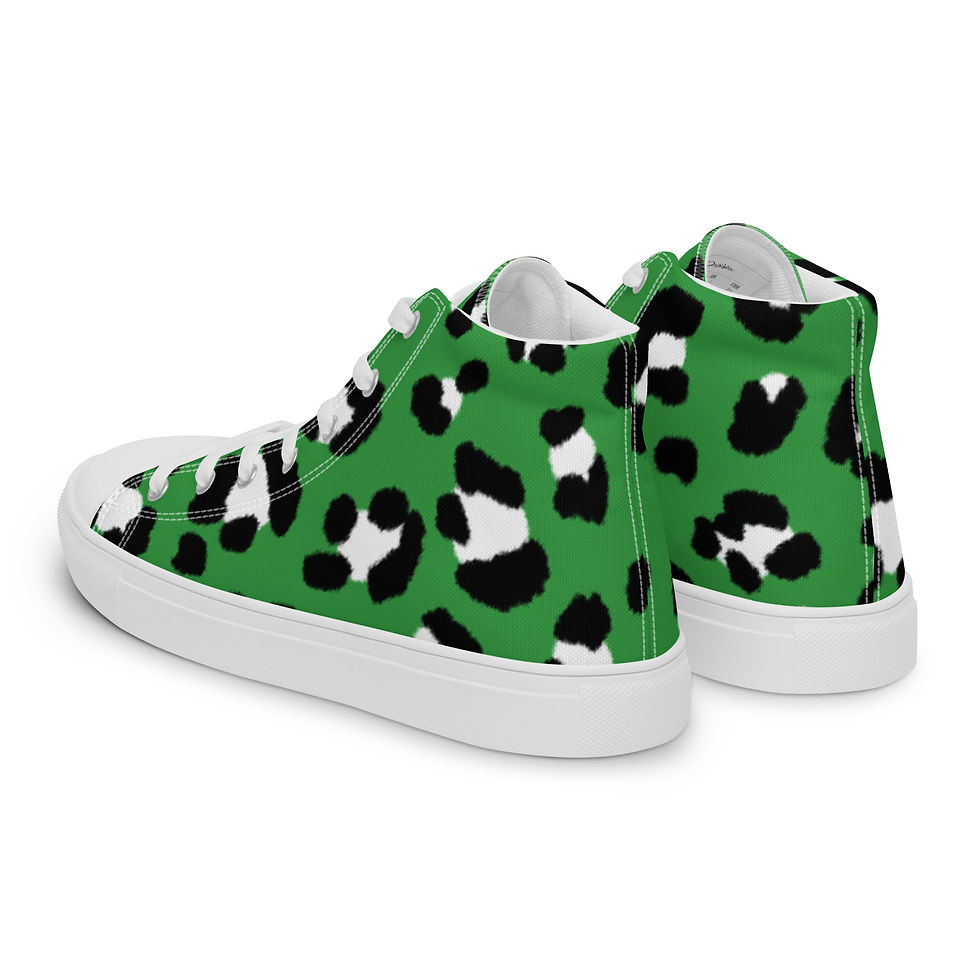 Thumbnail: "Green Leopard" Juniors/Men's High-Tops Canvas Sneakers