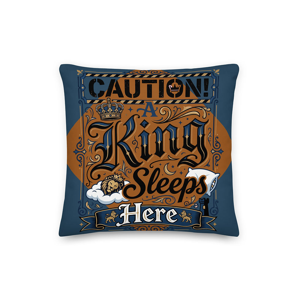 Miniatura: "Caution, A King Sleeps Here" Premium Pillow