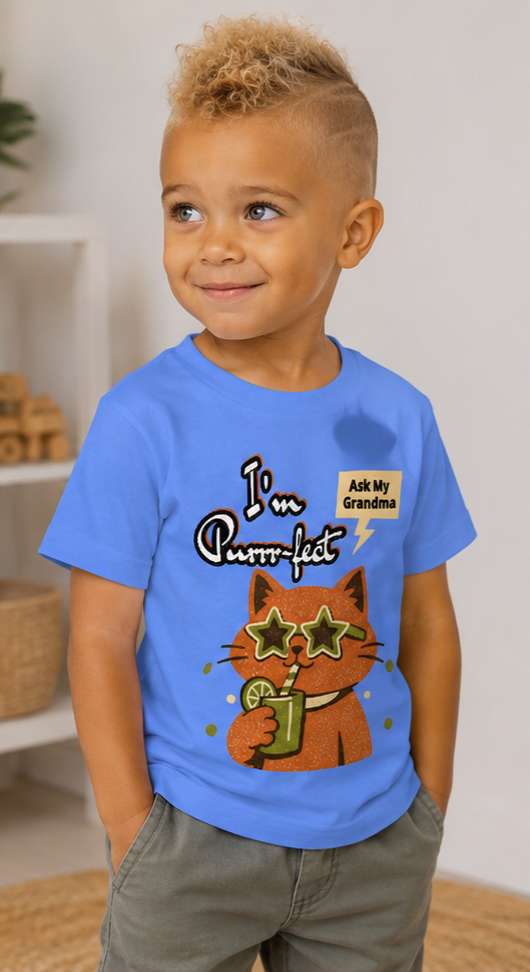 Thumbnail: "I'm Purrr-fect, Ask My Grandma" Toddler Staple Tee