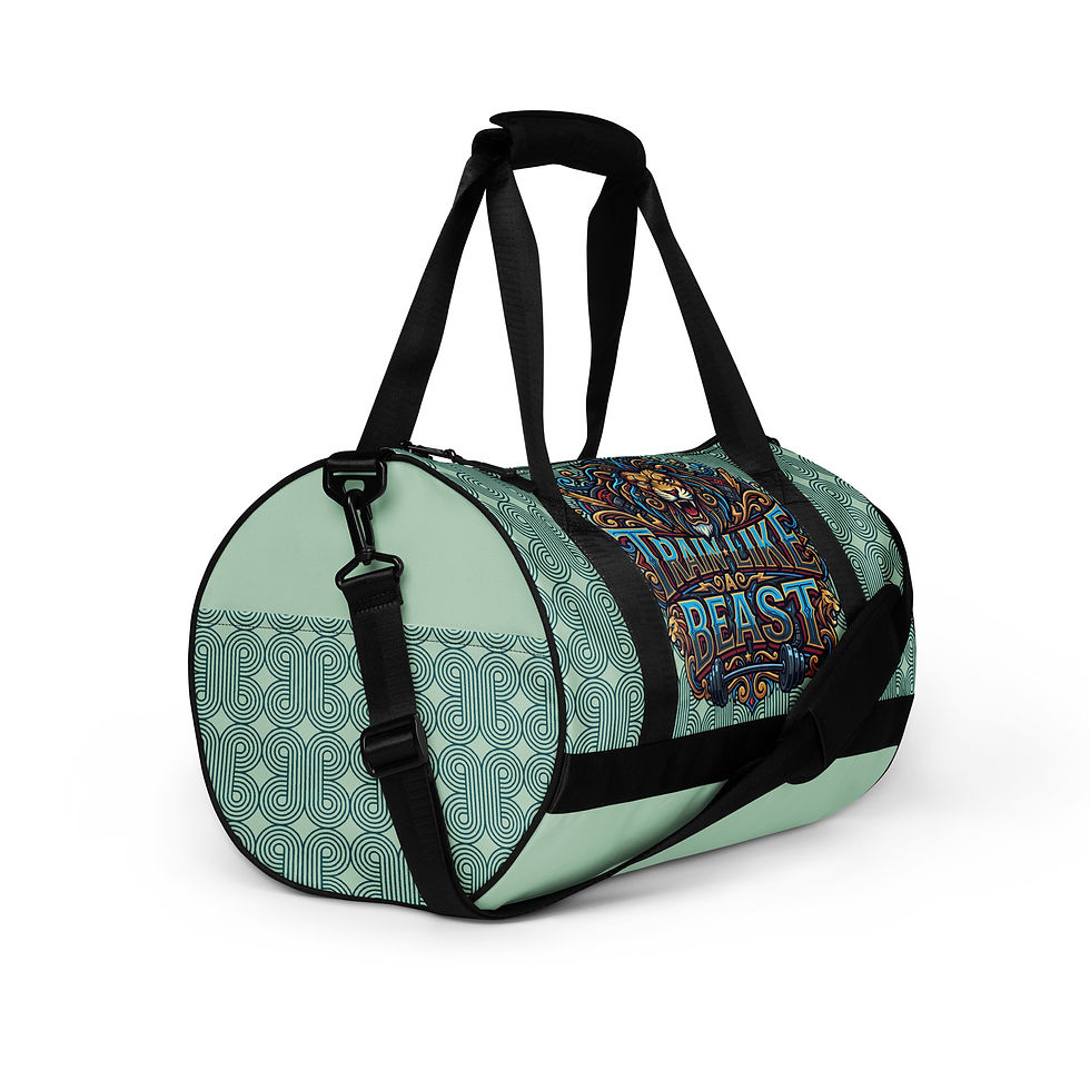 Miniatura: "Train Like A Beast" Geo Teal Gym Bag
