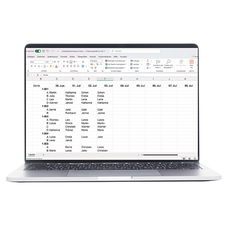 Arbeitsplatzbuchung mit Excel