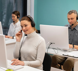 colleagues-with-headphones-working-call-
