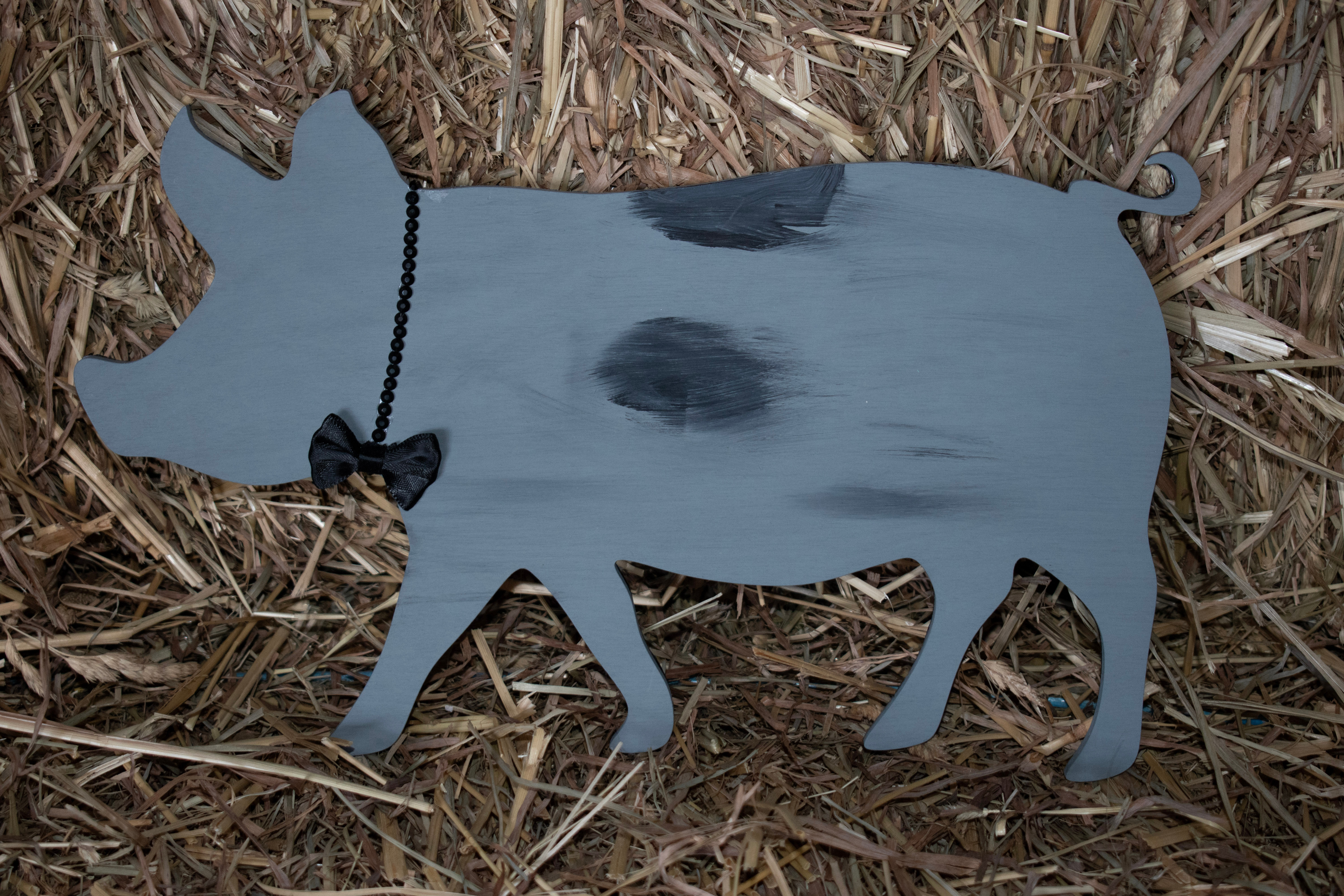 GrayBlack Spots Pig with Bow Tie Collar