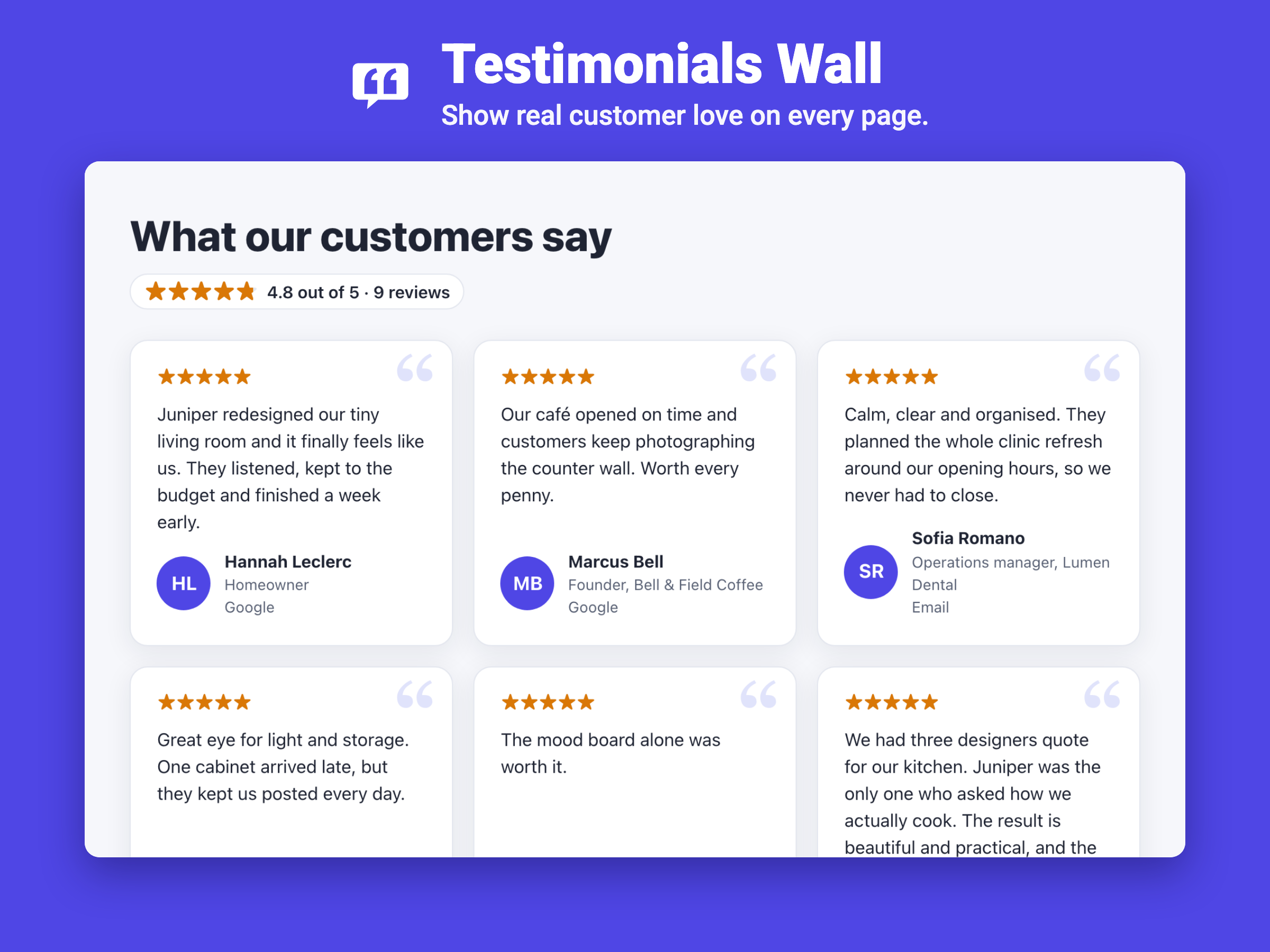 Testimonials Wall & Slider screenshot 1