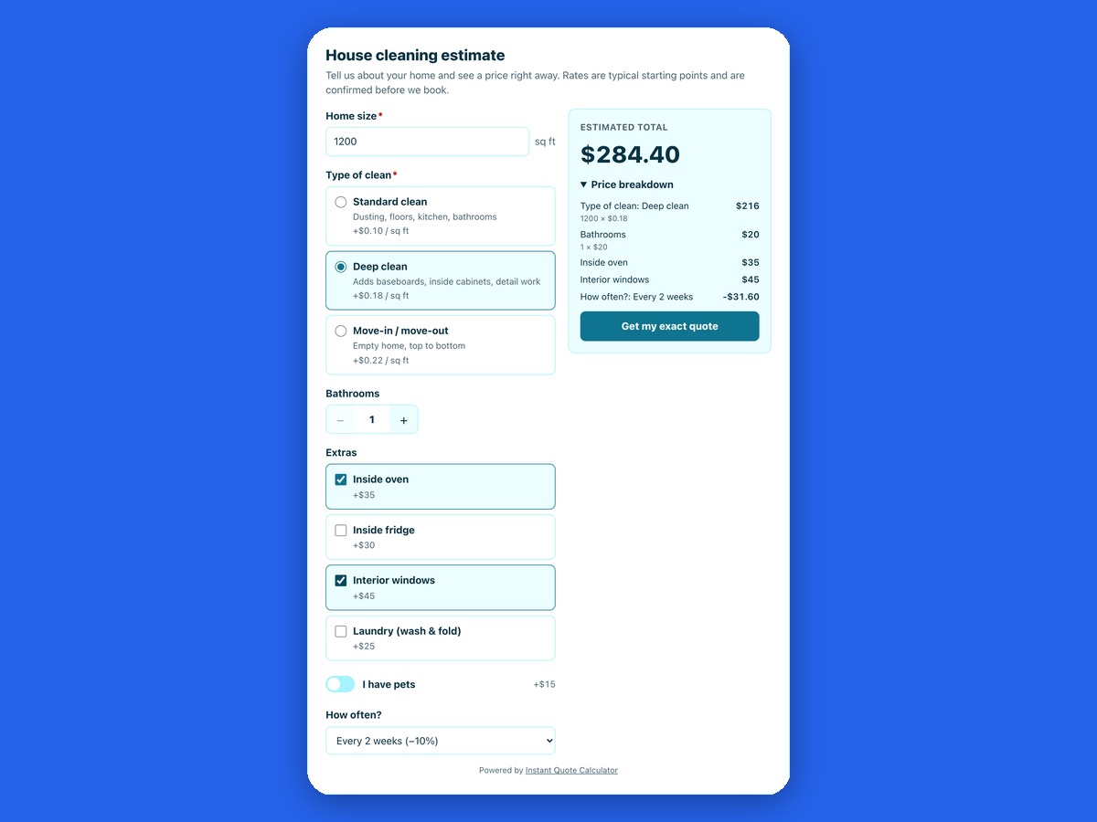 Instant Quote Calculator screenshot 2