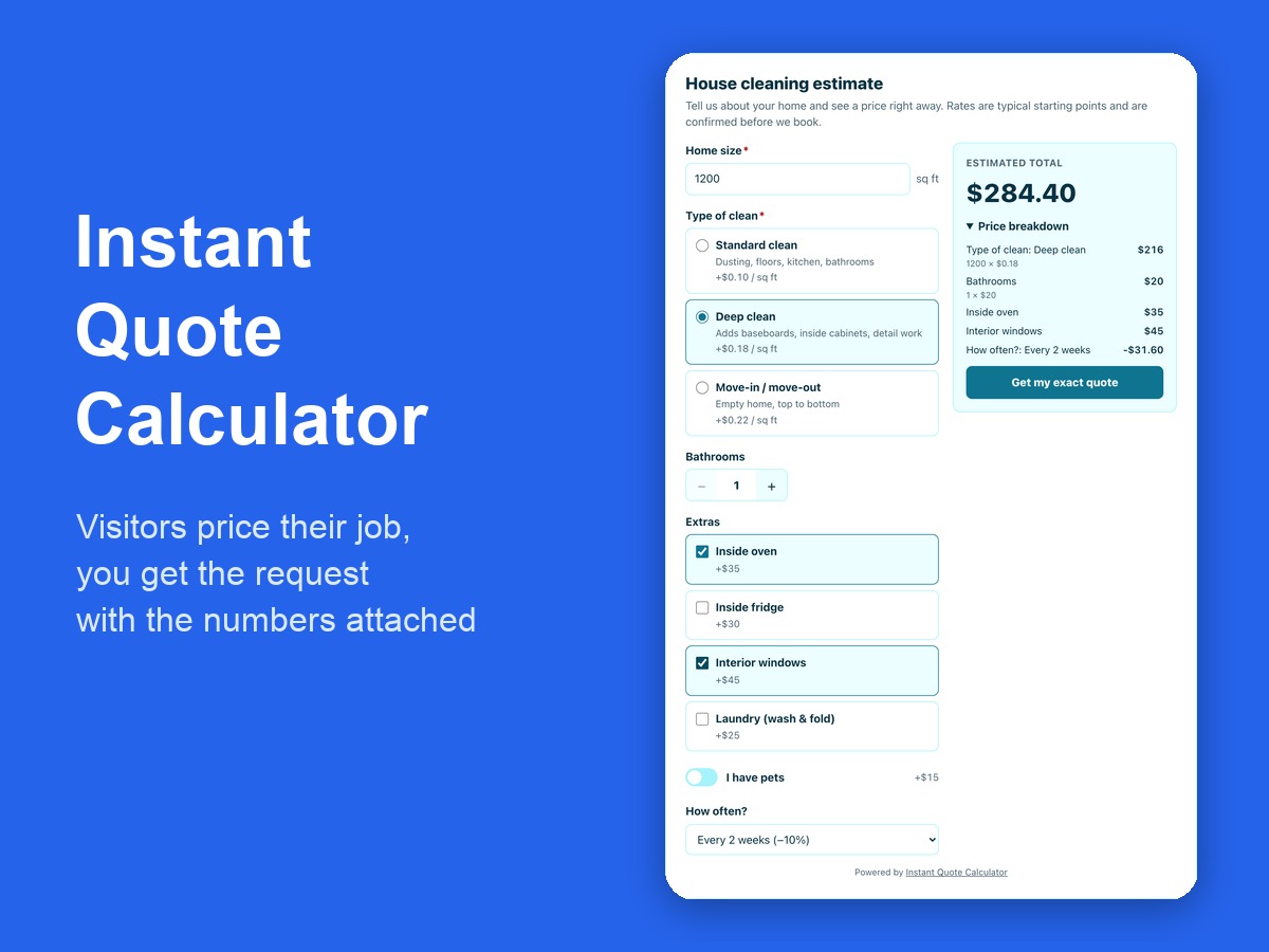 Instant Quote Calculator screenshot 1