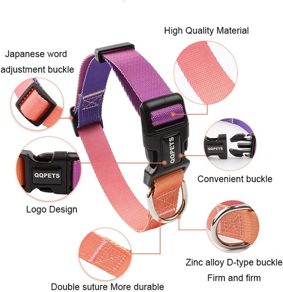Thumbnail: Dog Collars Adjustable, Nylon Pet Collar with Safety BuckleL