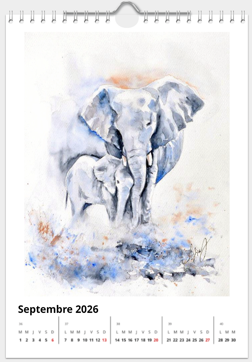 Miniature : Calendrier 2026 - "Aquarelles animalières"