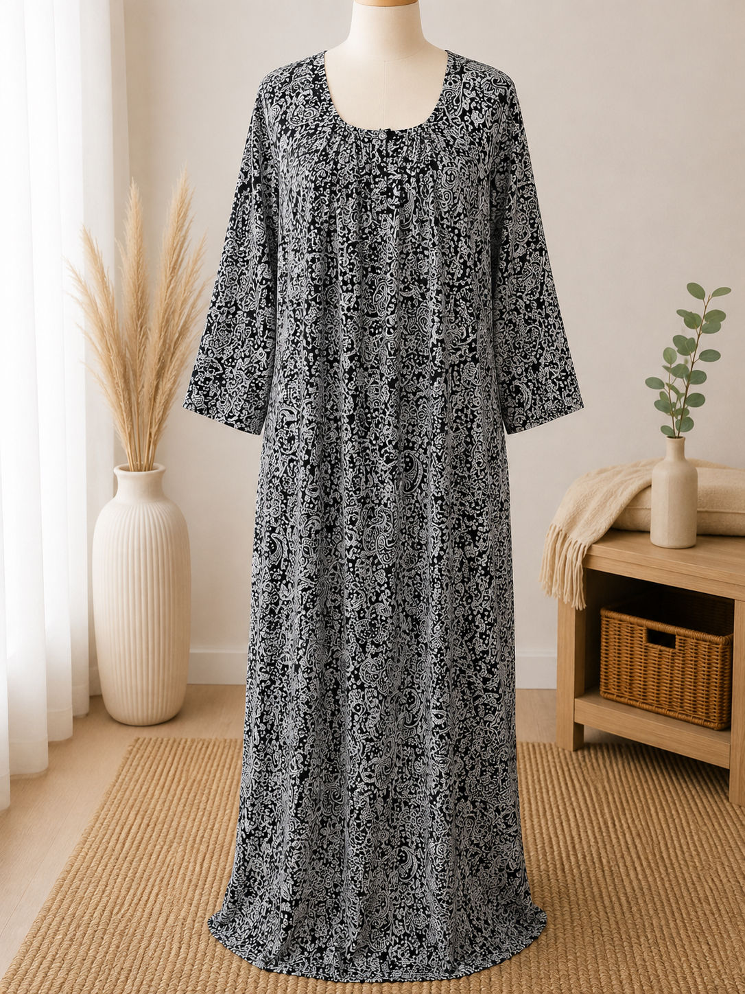 Black & White Paisley Meski XXL