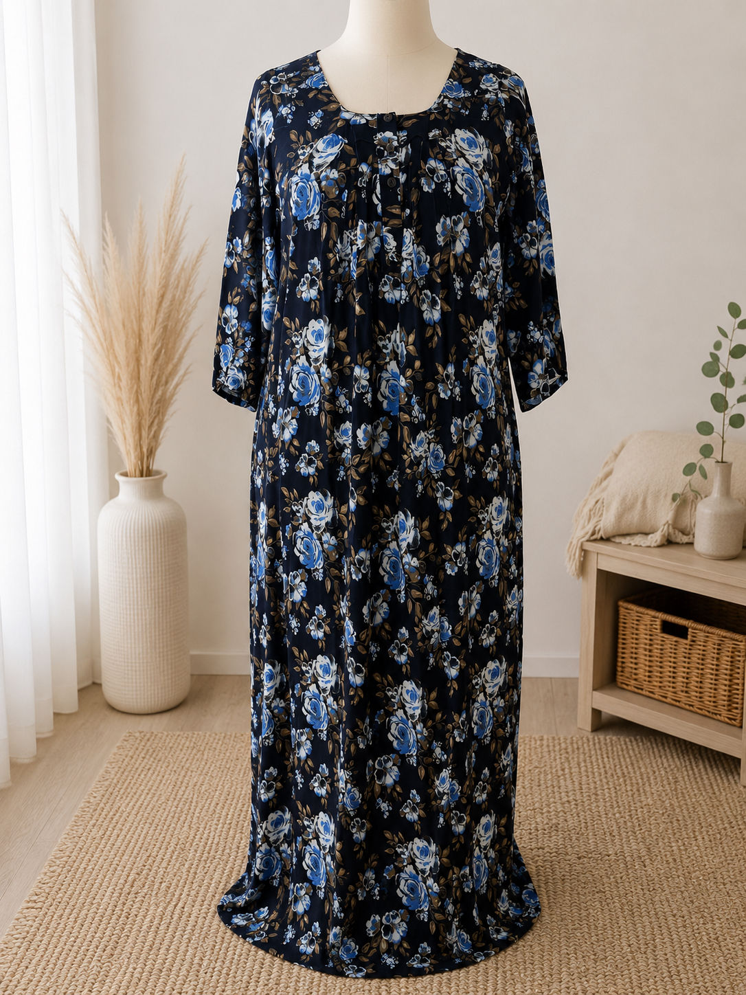 Navy Blue Rose Floral Meski