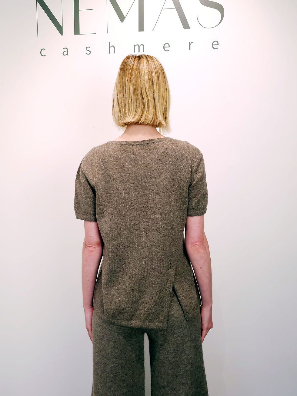 Thumbnail: Yak wool top with minimalist silhouette & split hem at front & back