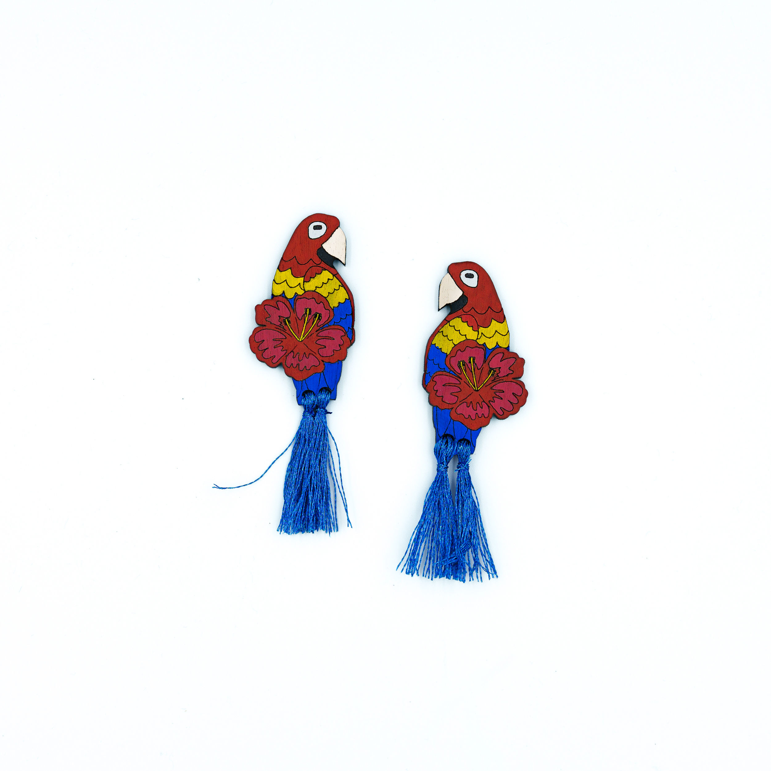 Boucles d'oreilles bois perroquet