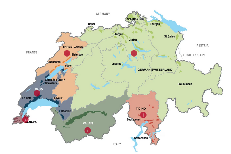 Wine regions in Switzerland. Source: myswitzerland.com