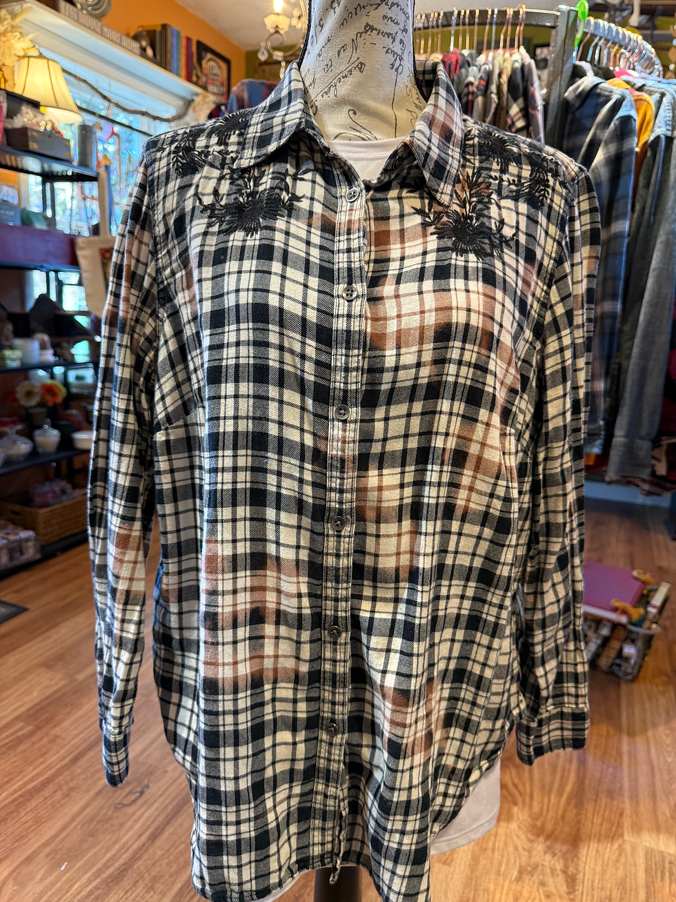 Thumbnail: OOAK Upcycled Bleached Flannel - Gypsy Soul - Women’s XL