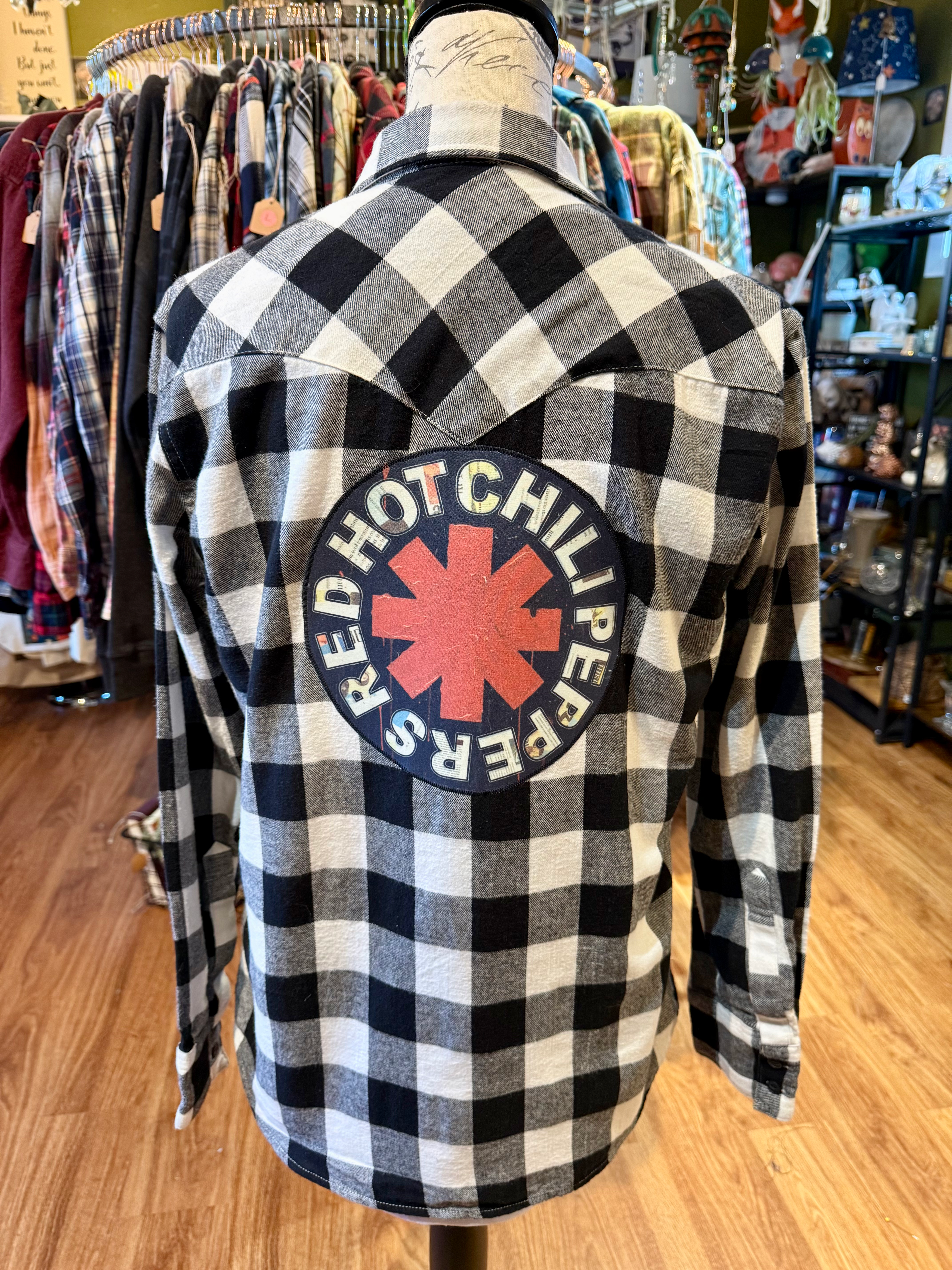 Upcycled Flannel - Red Hot Chili Peppers -Adult Small