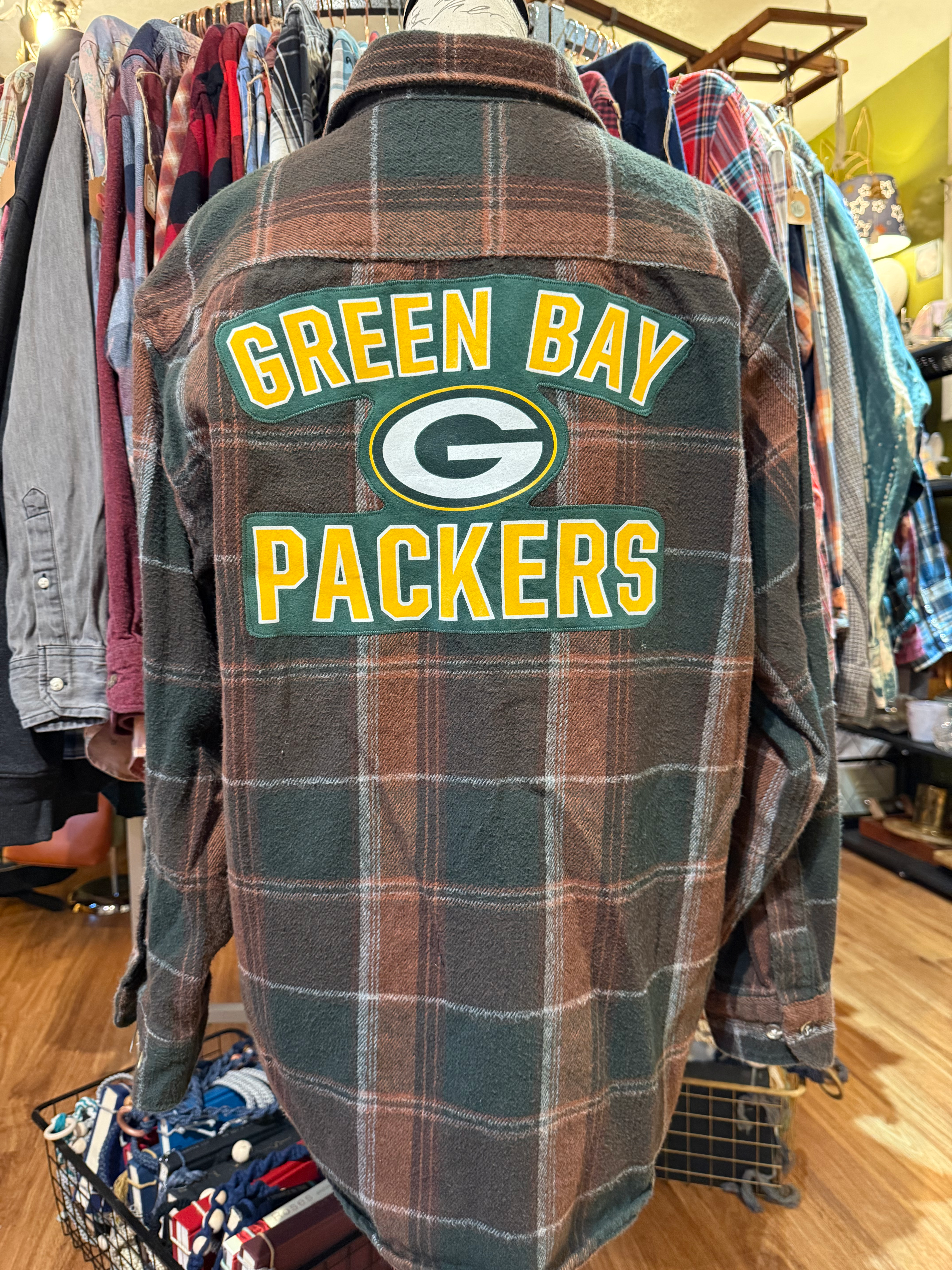 Upcycled Flannel Green Bay - Adult Large