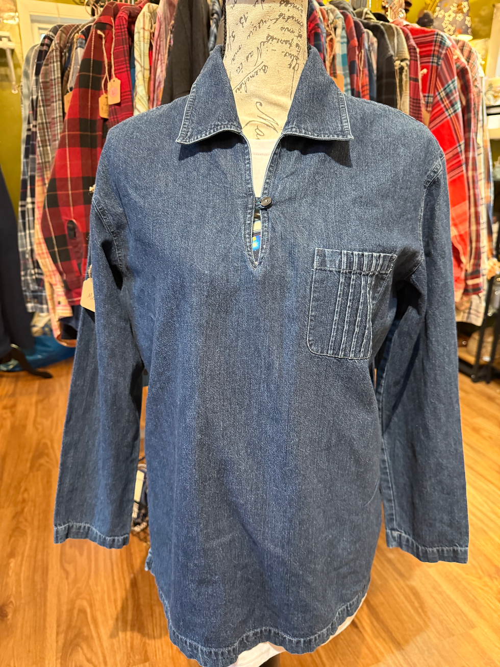 Thumbnail: Upcycled Denim Shirt - Tree of Life - Women’s Large