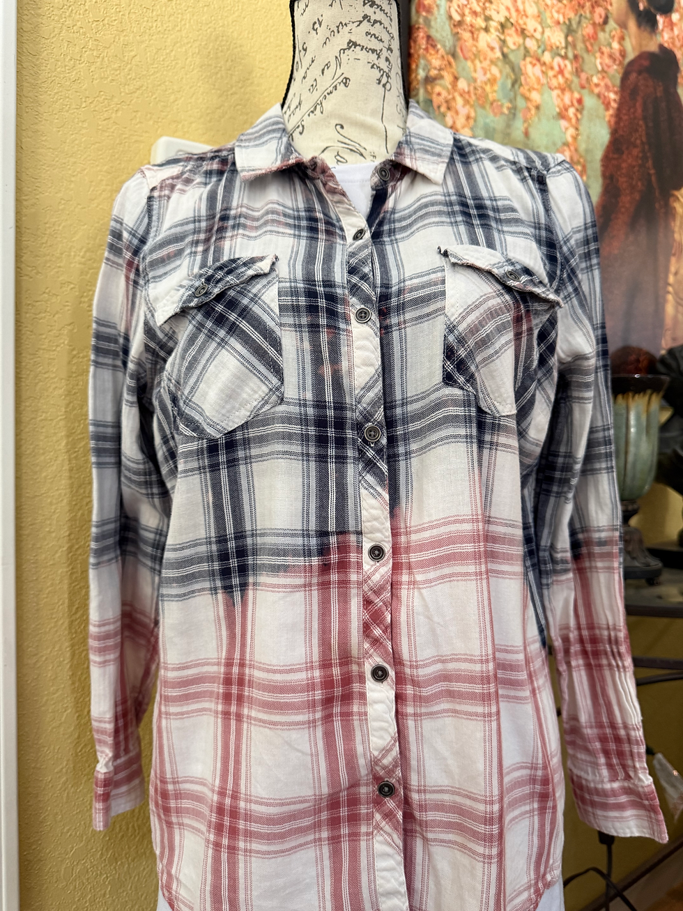 Thumbnail: Upcycled Bleached Flannel - *NSYNC - Women’s Large