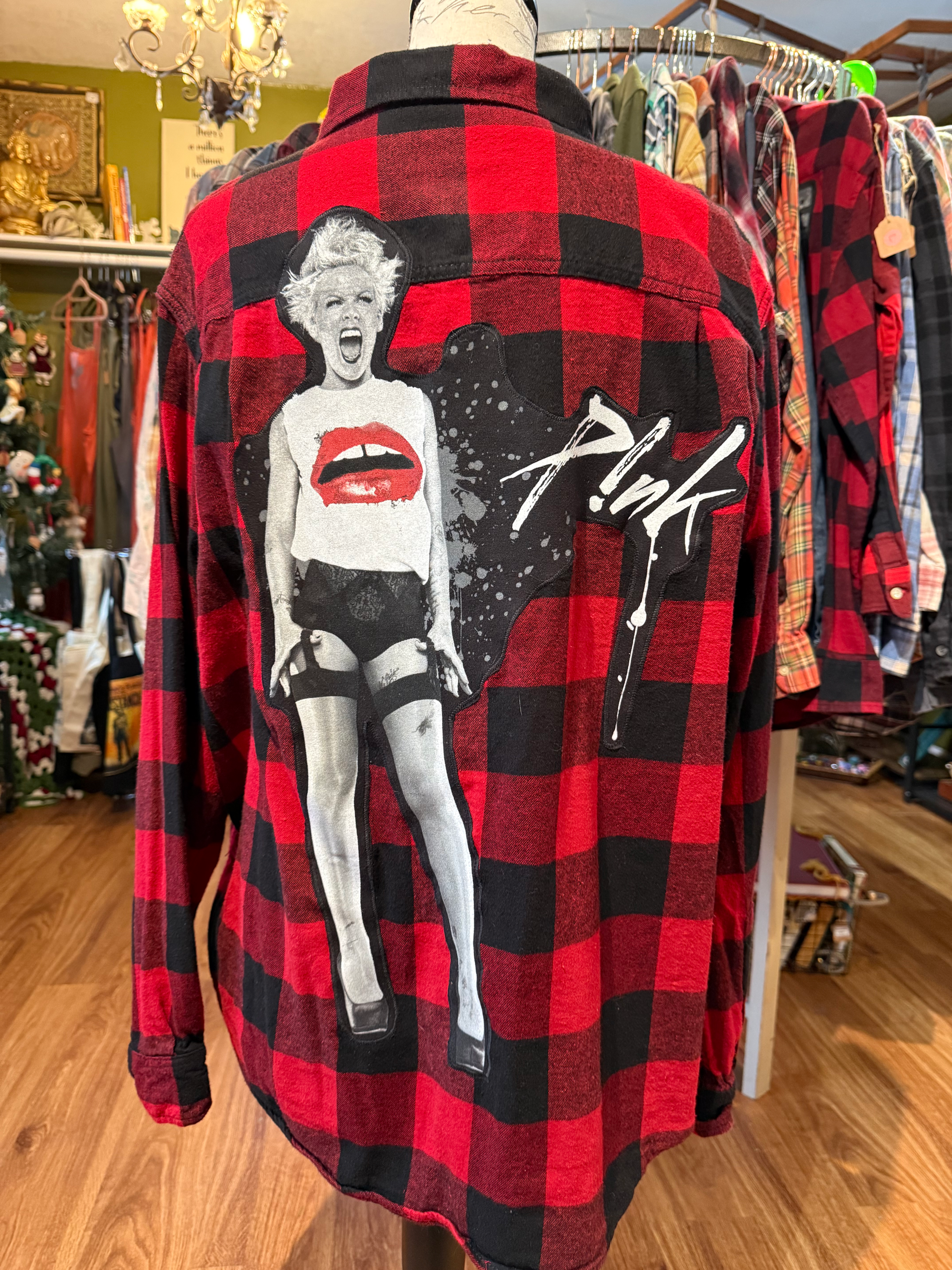 Upcycled Flannel - P!nk - Adult 2XL