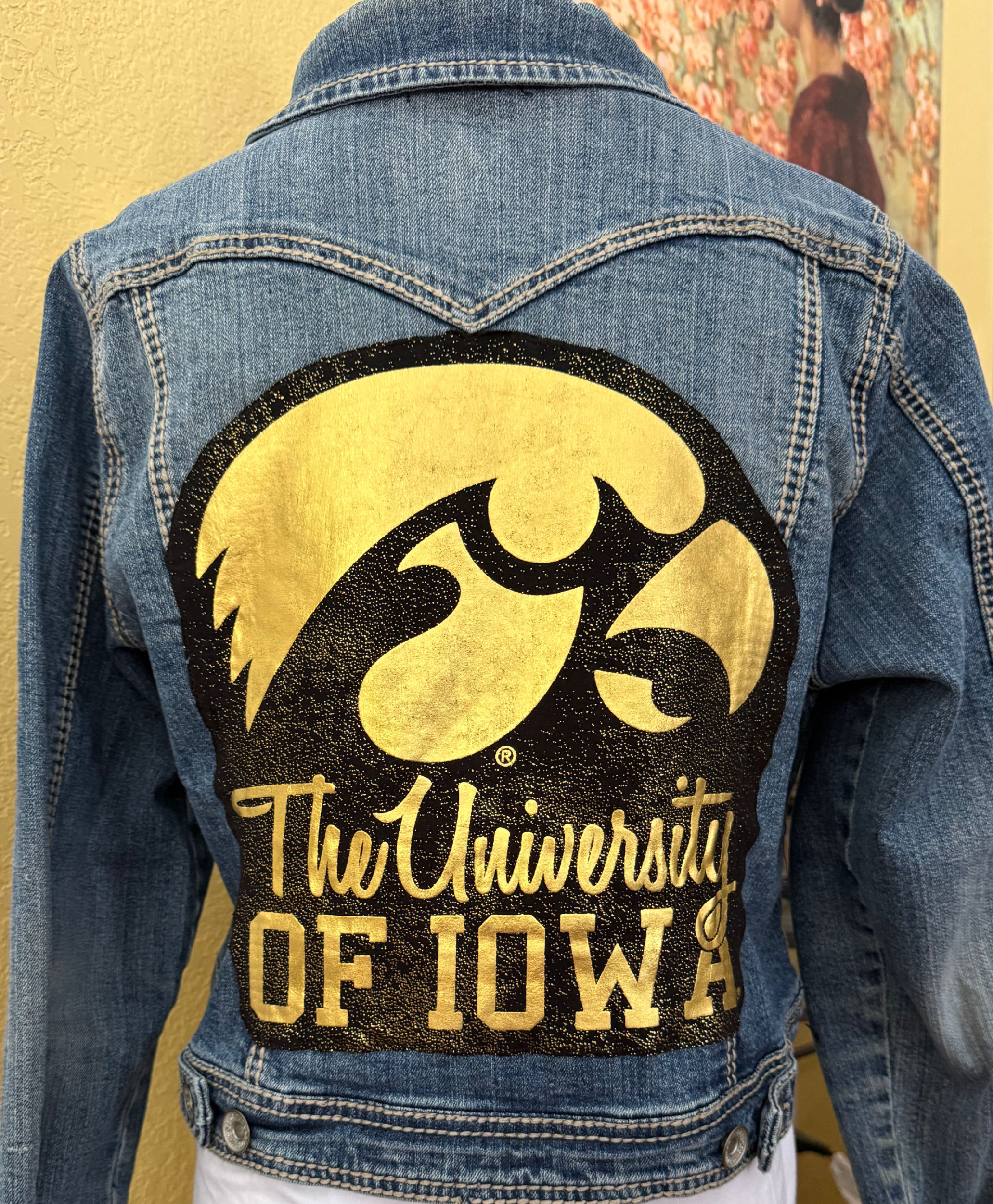 OOAK Upcycled Jacket - Iowa Hawkeyes, Golden - Women’s Large
