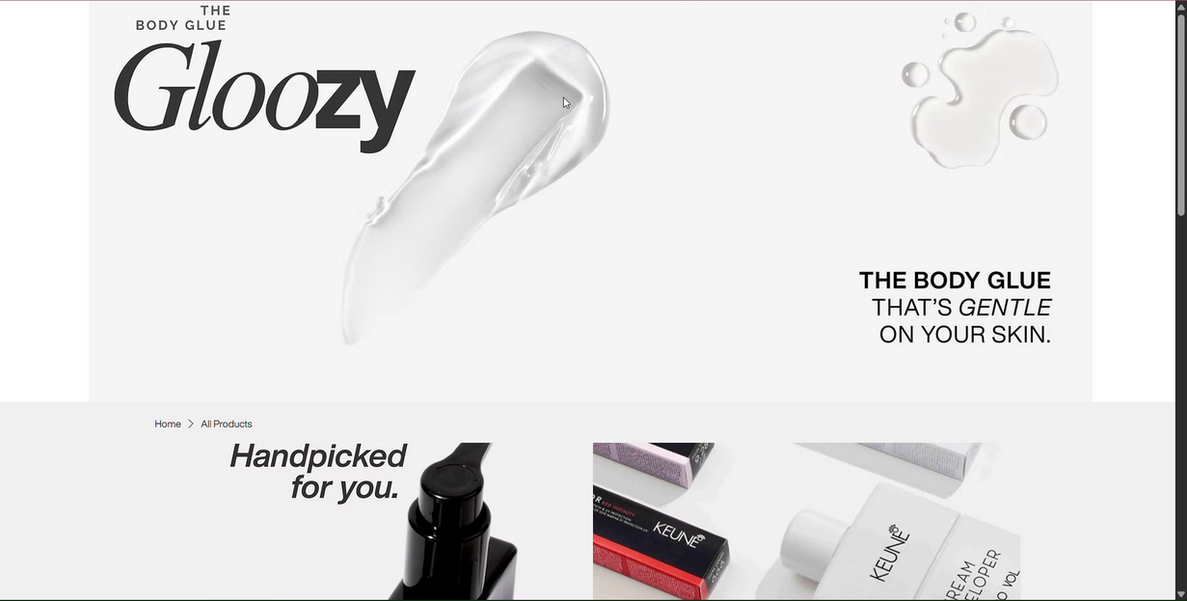Beauty salon website design handpicked for you product section