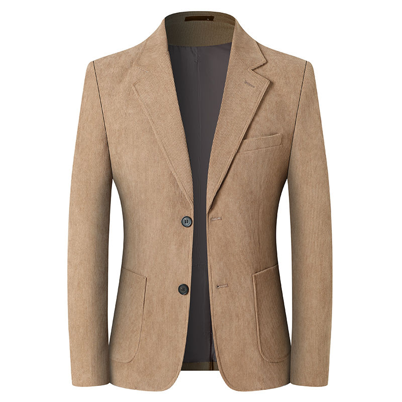 Slim fit corduroy blazer in tan business casual style
