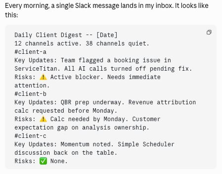 Slack overload can be solved for customer success managers and customer success leaders by using AI