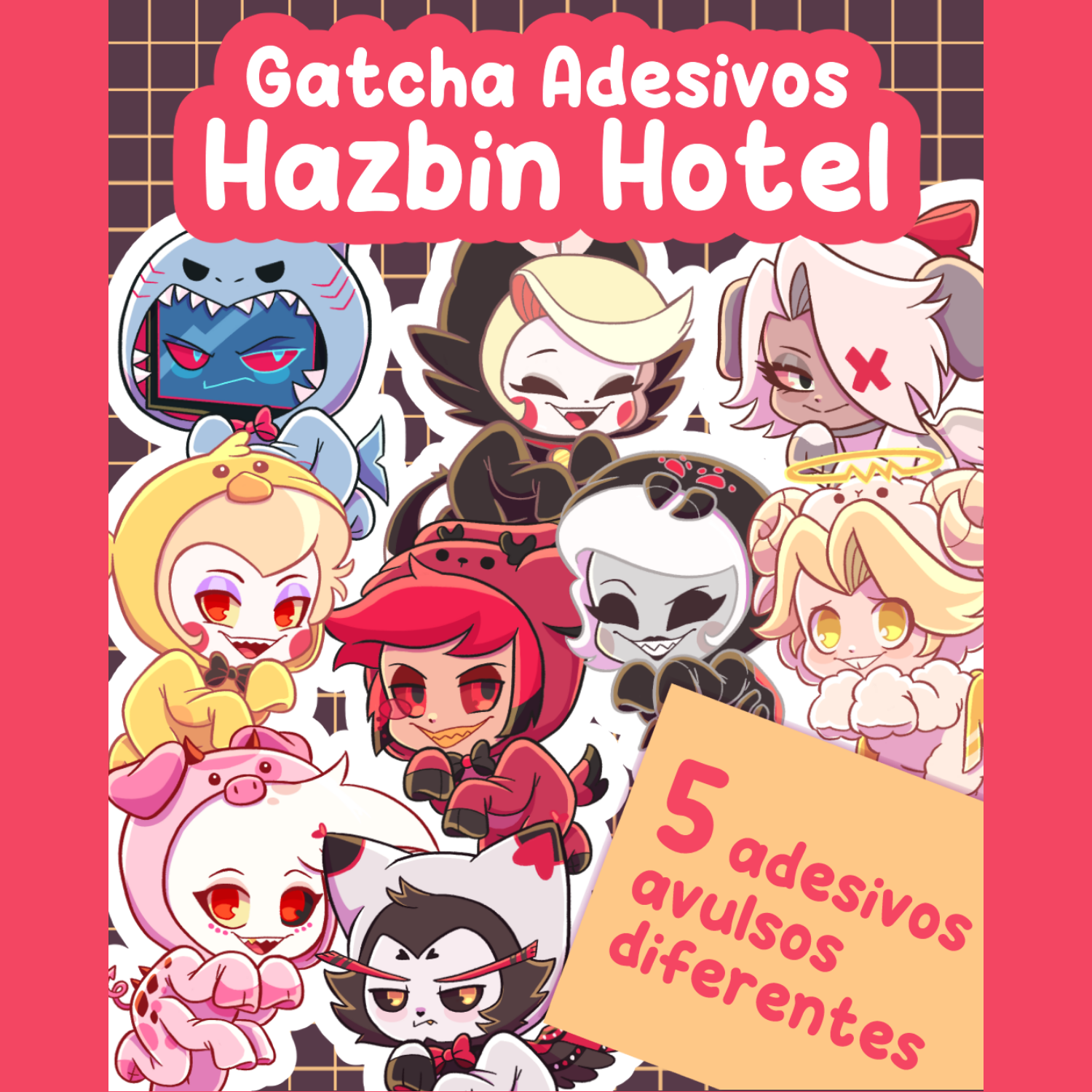 (PRÉ-VENDA) GATCHA Hazbin Hotel (Adesivos)