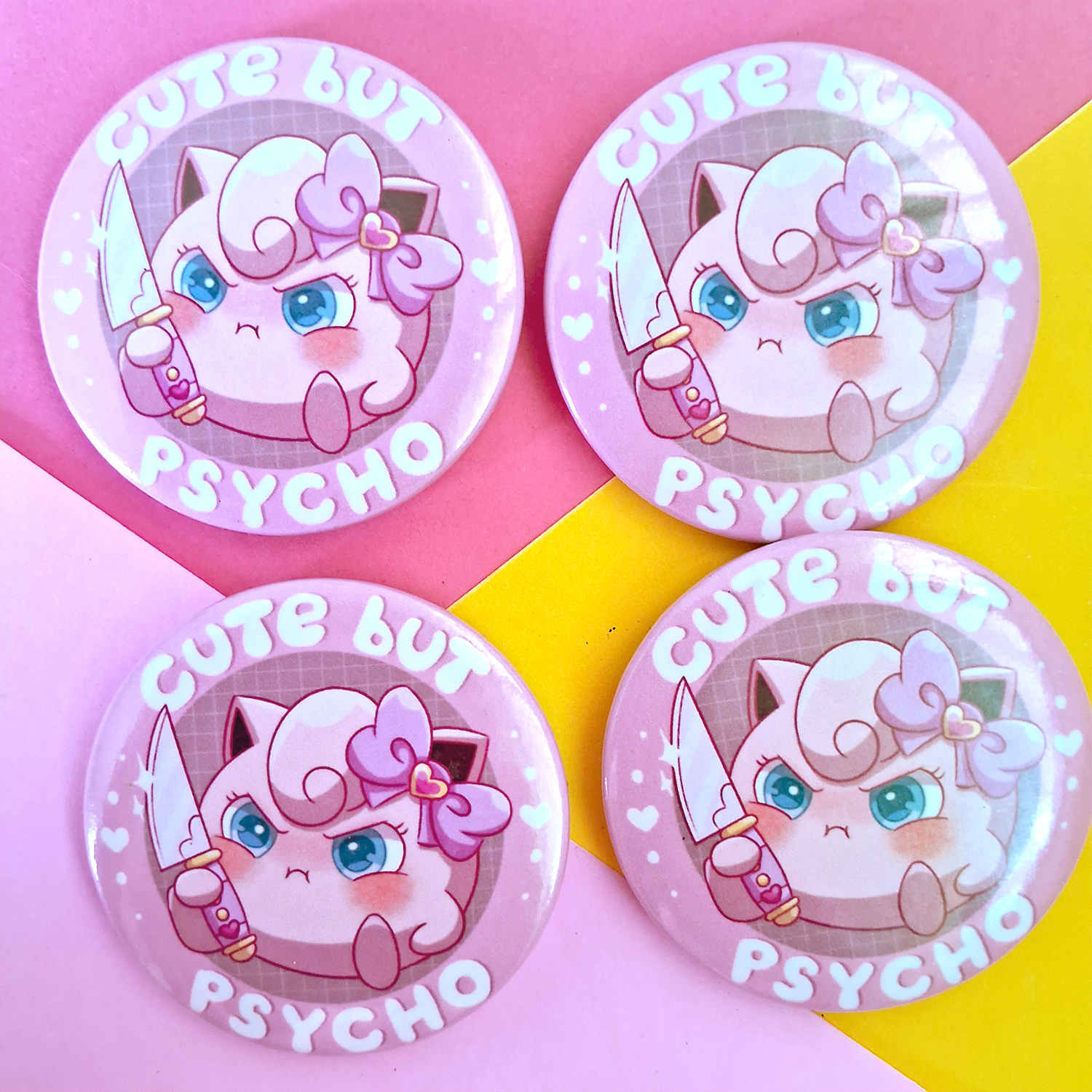 Botton Holográfico - Cute But Psycho (Jigglypuff)
