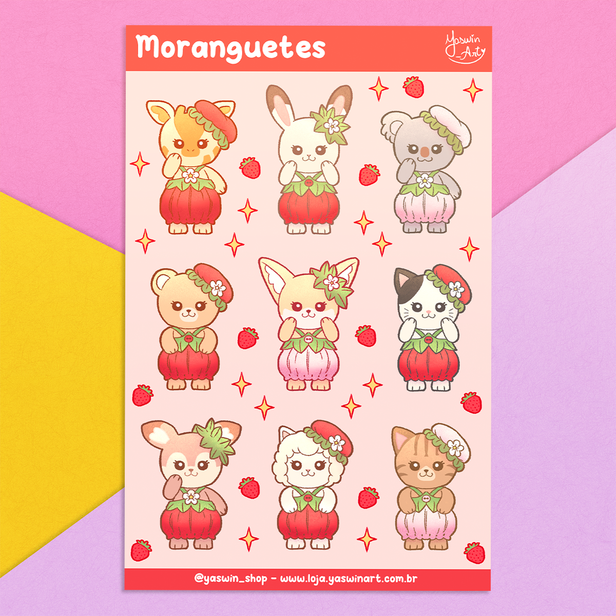 Cartela de Adesivos - Sylvanians Moranguetes
