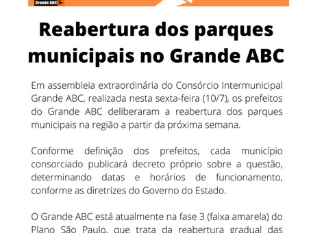 Reabertura dos parques municipais no Grande ABC