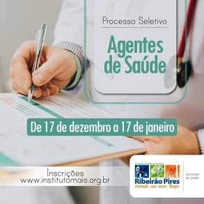 Prefeitura de Ribeirão Pires abre processo seletivo para agentes de saúde.