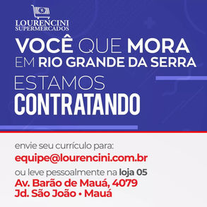Lourencini de Rio Grande da Serra abre vagas de emprego