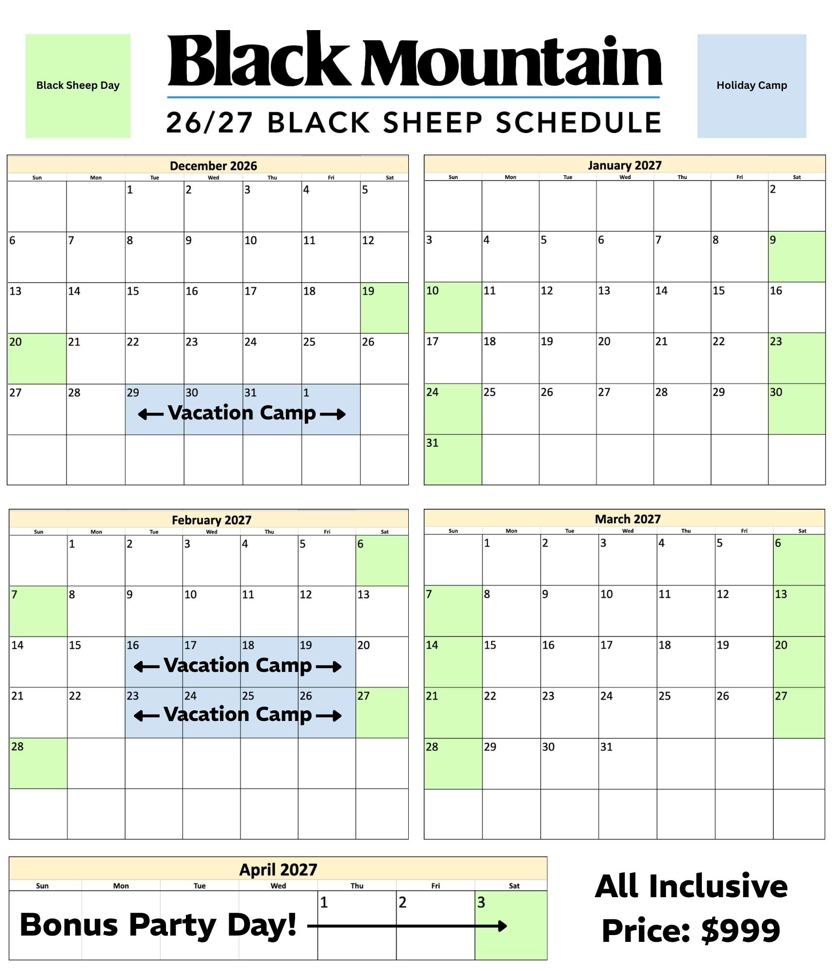 26/27 Black Sheep Seasonal Program at Black Mountain poster or cover