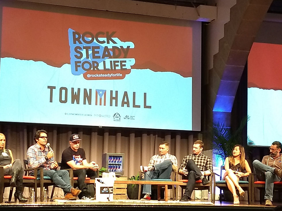 MPOWERD Founder & CEO both on stage to support the Town Hall organized by Rock Steady For Life to be