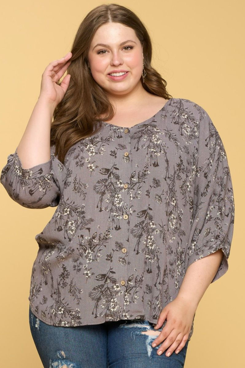 V-Neck, Oversized, Button Down, Twist Back Blouse