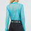 Thumbnail: Semi Sheer Mock Neck Long Sleeve Mesh Top - Turquoise